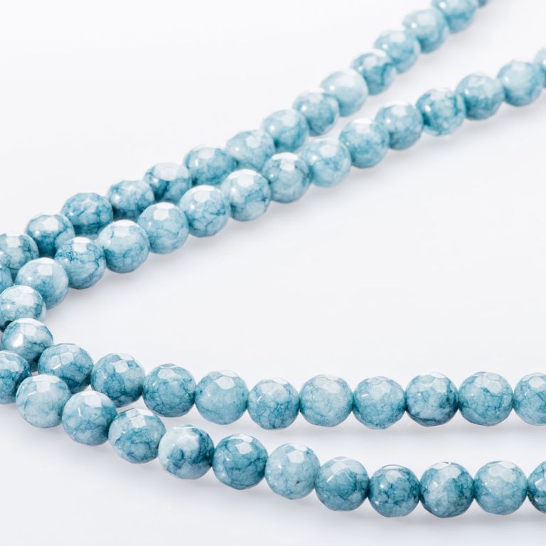 Jad albastru gri sfere fatetate 6 mm I Magazinuldepietre.ro