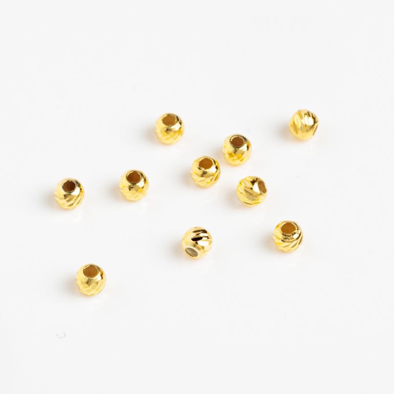Bile argint placat aur 14K taieturi 2.5 mm orificiu 0.8 mm - 10 buc I Magazinuldepietre.ro