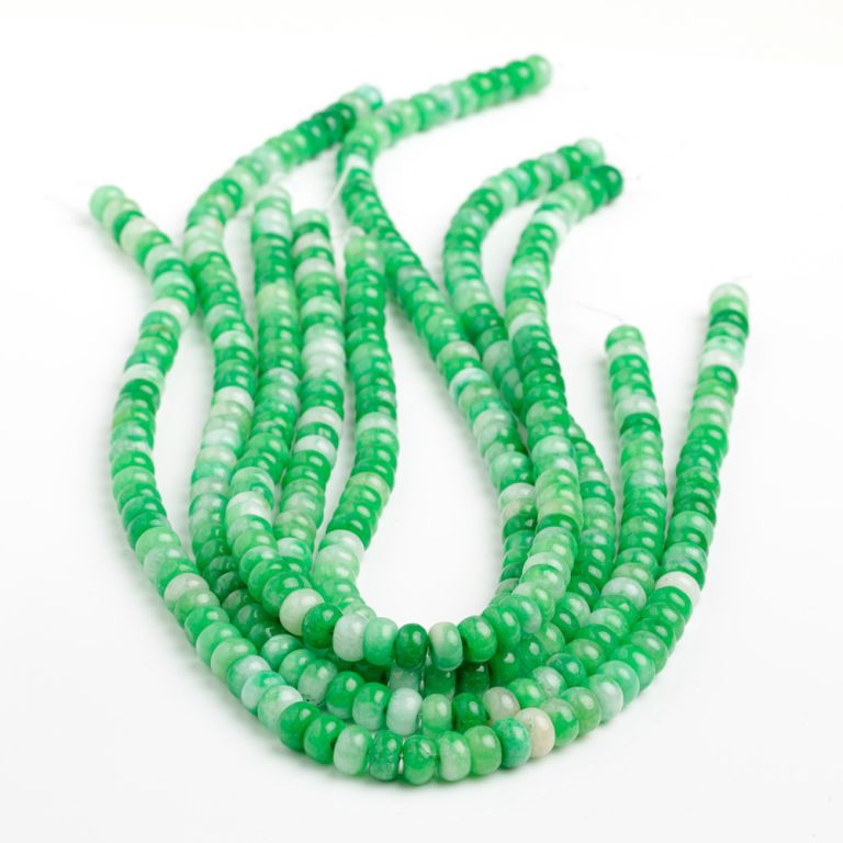 Jad verde alb discuri 5x8 mm I Magazinuldepietre.ro