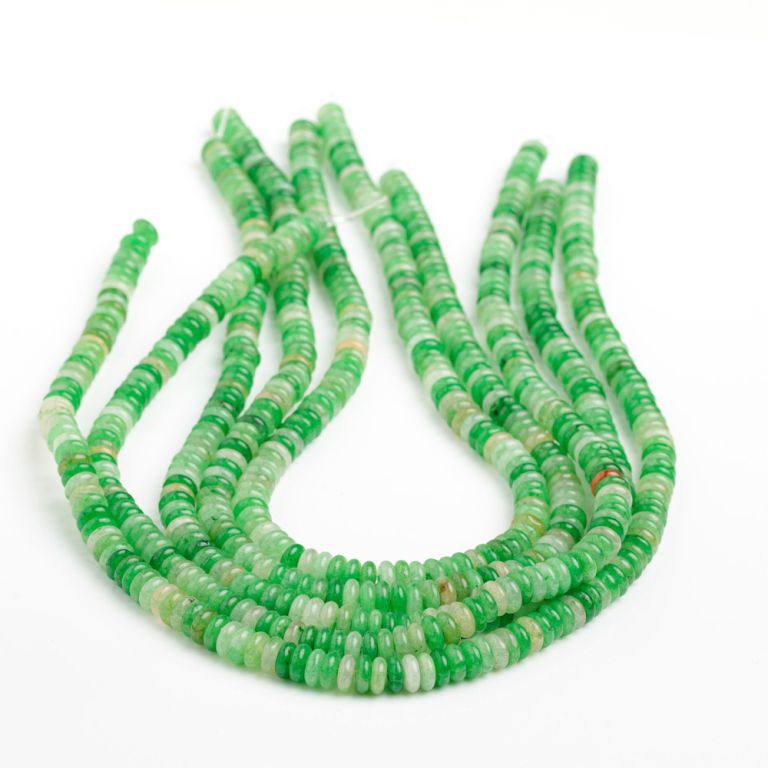 Jad verde alb discuri 3x6 mm I Magazinuldepietre.ro