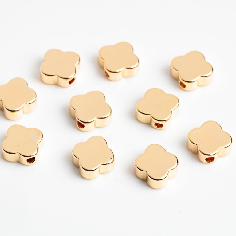 Distantier cupru placat auriu cruce rotunjita 3x9 mm orificiu 1.3 mm - 10 buc I Magazinuldepietre.ro