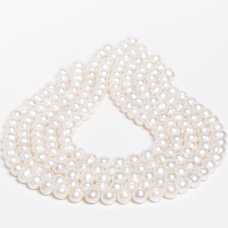 Perle de cultura alb 9-10 mm I Magazinuldepietre.ro