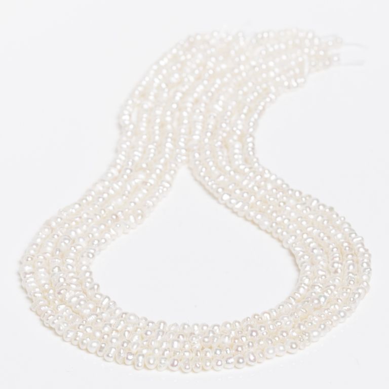 Perle de cultura alb forme neregulate 3-4 mm I Magazinuldepietre.ro