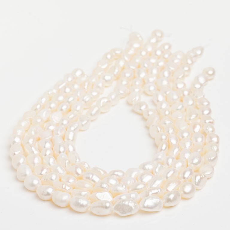 Perle de cultura alb forme neregulate 8-9 mm I Magazinuldepietre.ro