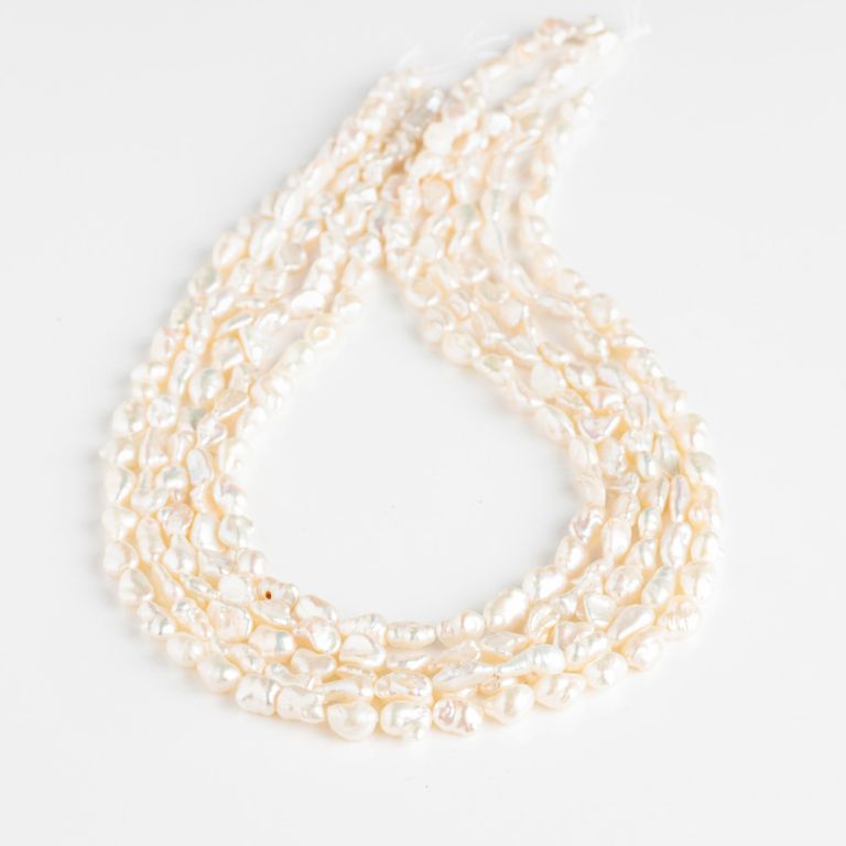 Perle de cultura baroc alb 7-8 mm I Magazinuldepietre.ro
