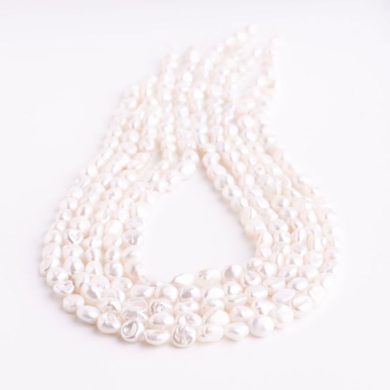 Perle de cultura baroc alb 8-9 mm I Magazinuldepietre.ro