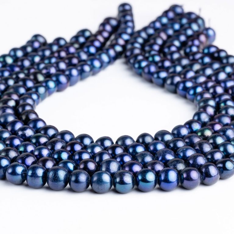 Perle de cultura albastru 8-9 mm A I Magazinuldepietre.ro