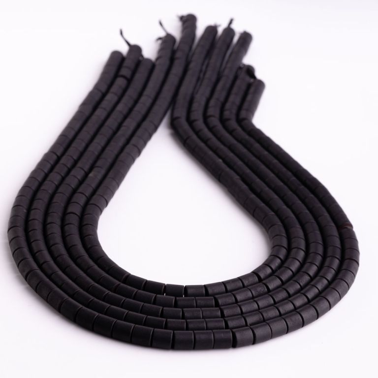 Hematit placat negru mat tuburi 6x6 mm I Magazinuldepietre.ro