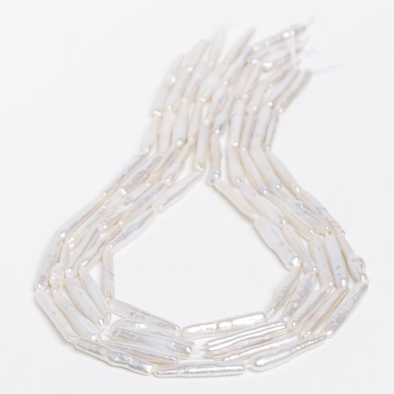 Pietre Semipretioase - Perle de cultura baroc alb tuburi 4-5 mm