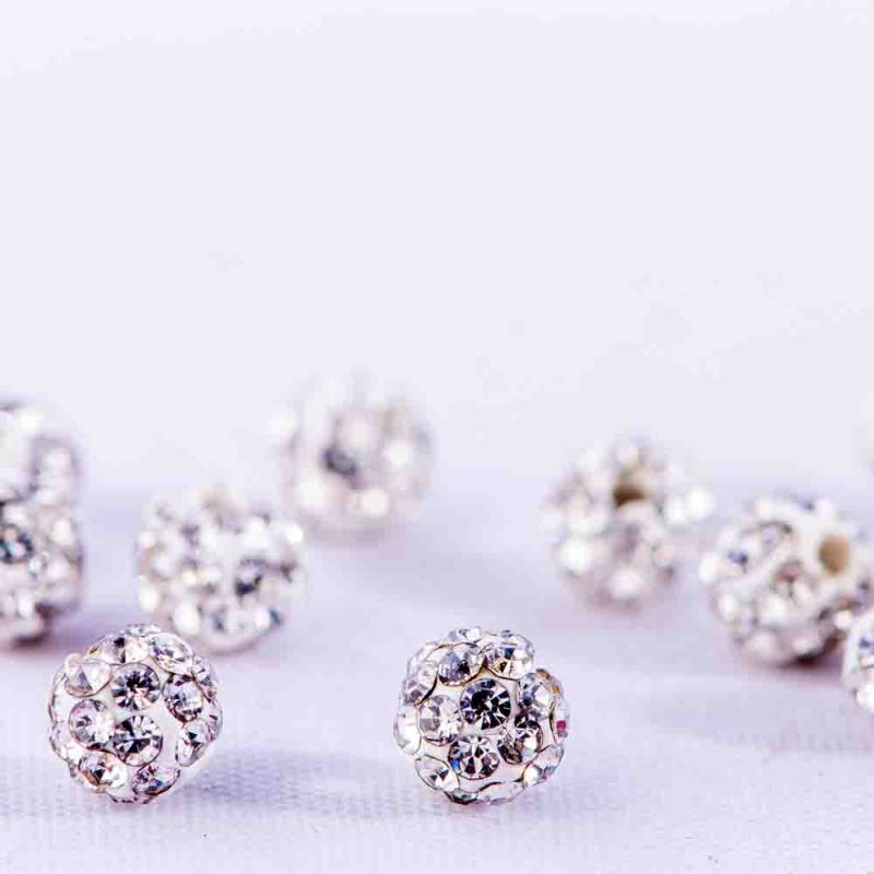 Black Friday - Reduceri [Bile metal argintiu 4 mm rhinestone alb - 10 buc] Promotie