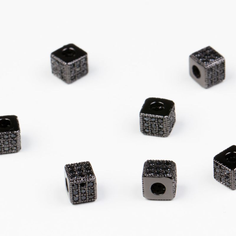 Black Friday - Reduceri [Distantier cupru placat negru cub 5 mm zirconiu negru - 1 buc] Promotie