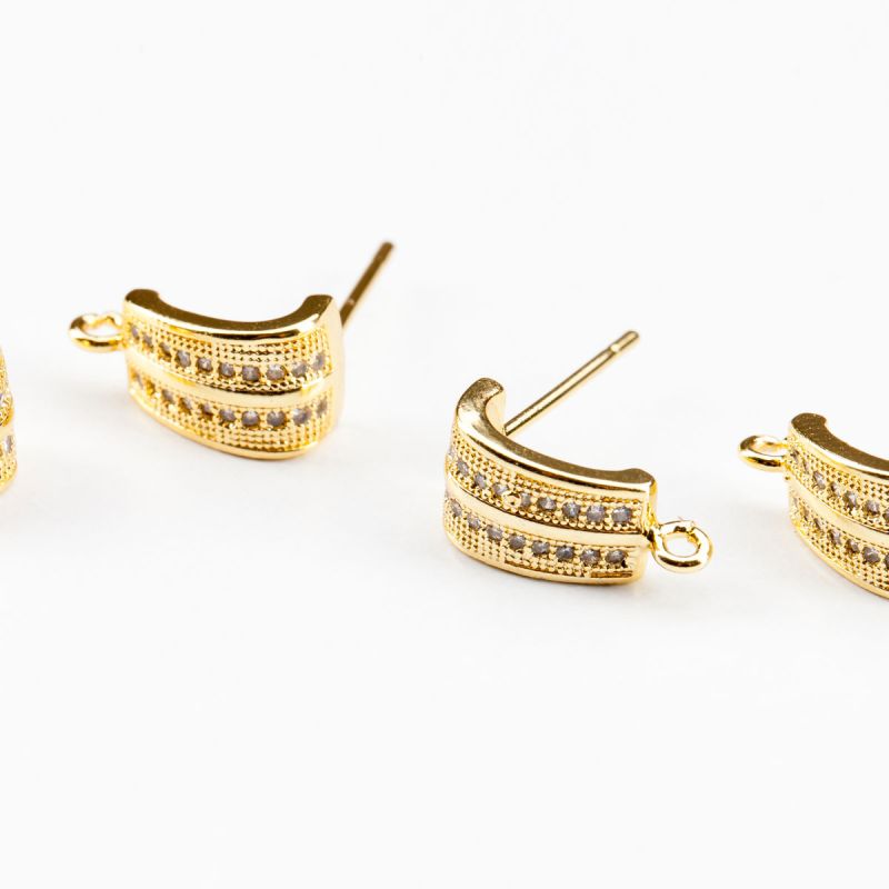 Black Friday - Reduceri [Tortite surub cupru placat auriu 2 randuri 7x10 mm zirconiu alb - 1 per] Promotie