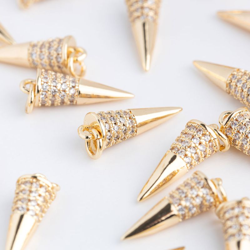 Black Friday - Reduceri [Charm cupru placat auriu glont 5x15 mm zirconiu alb - 1 buc] Promotie