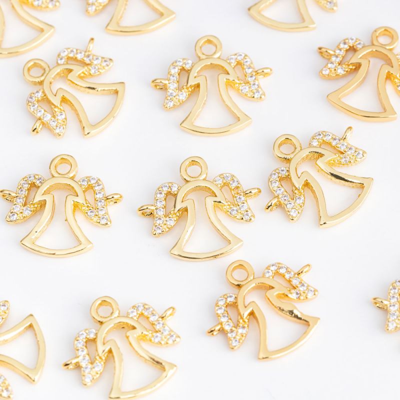 Link cupru placat auriu ingeras contur 14x16 mm zirconiu alb - 1 buc I Magazinuldepietre.ro