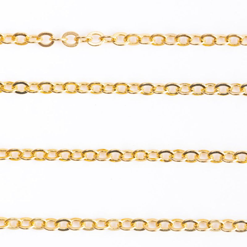 Lant cupru placat auriu zale 2.5x3 mm - 1 m I Magazinuldepietre.ro