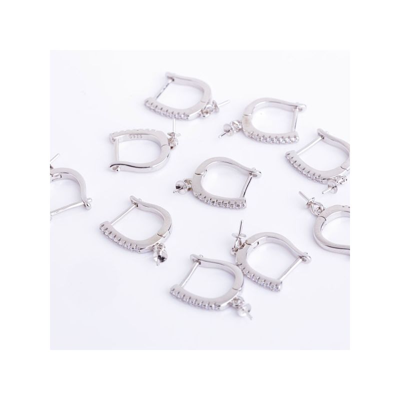 Black Friday - Reduceri [Tortite leverback argint placat rodiu 2x12 mm zirconiu alb - 1 per] Promotie