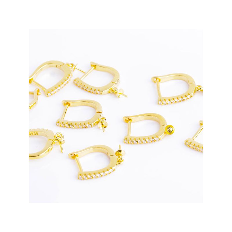 Black Friday - Reduceri [Tortite leverback argint placat aur 14K 2x12 mm zirconiu alb - 1 per] Promotie