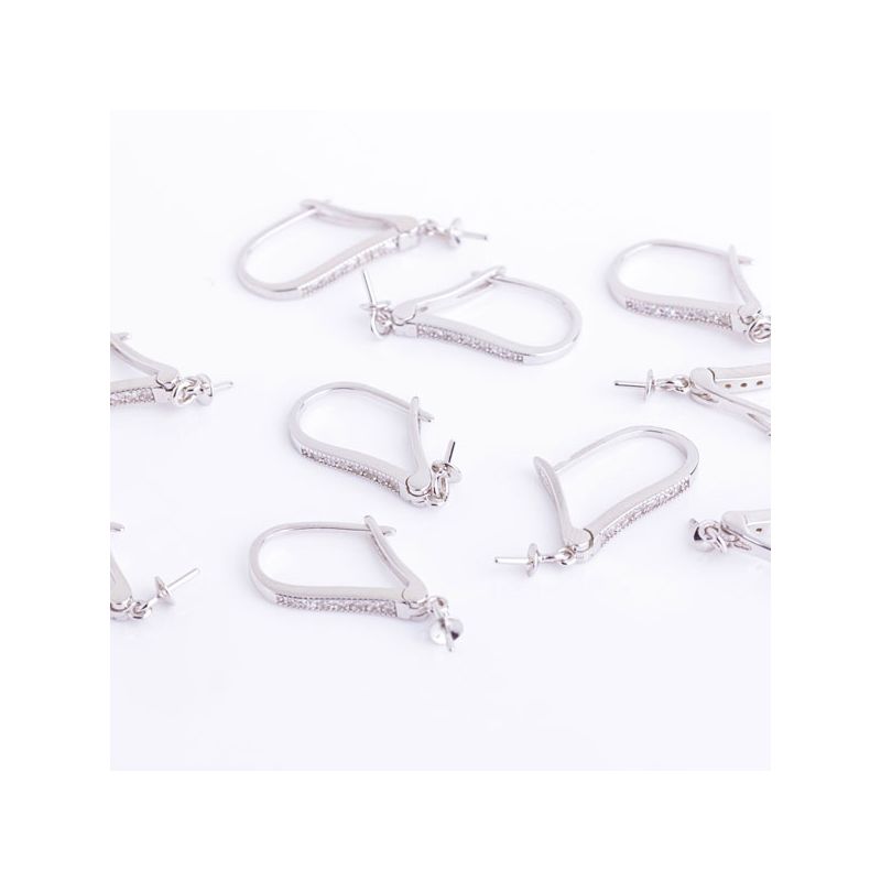 Black Friday - Reduceri [Tortite leverback argint placat rodiu 3x17 mm zirconiu alb - 1 per] Promotie