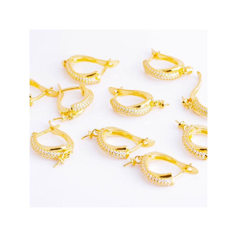 Black Friday - Reduceri [Tortite leverback argint placat aur 14K X 5x17 mm zirconiu alb - 1 per] Promotie