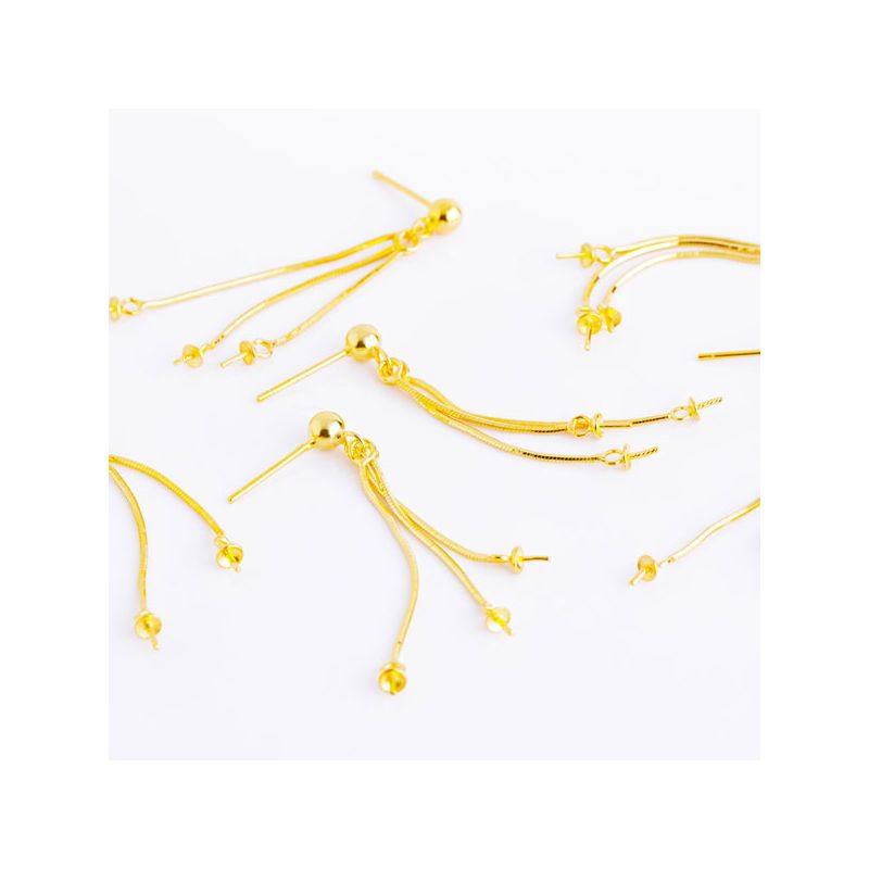 Black Friday - Reduceri [Tortite surub argint placat aur 14K sfera 4 mm 3 lantisoare + fluturi - 1 per] Promotie