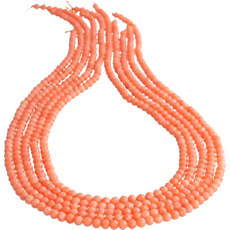 Coral portocaliu sfere fatetate 3.5 mm I Magazinuldepietre.ro