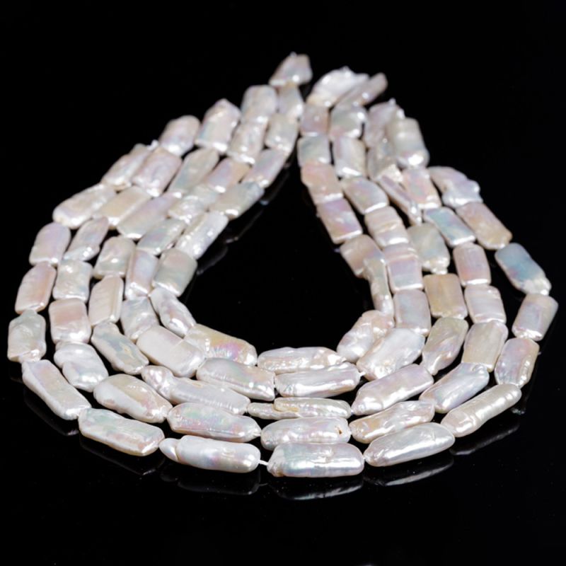 Pietre Semipretioase - Perle de cultura baroc alb dreptunghi 10x25 mm