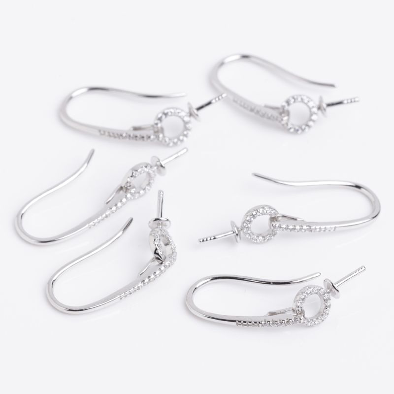 Black Friday - Reduceri [Tortite carlig argint placat rodiu tija si cerc 5.8x24 mm zirconiu alb - 1 per] Promotie