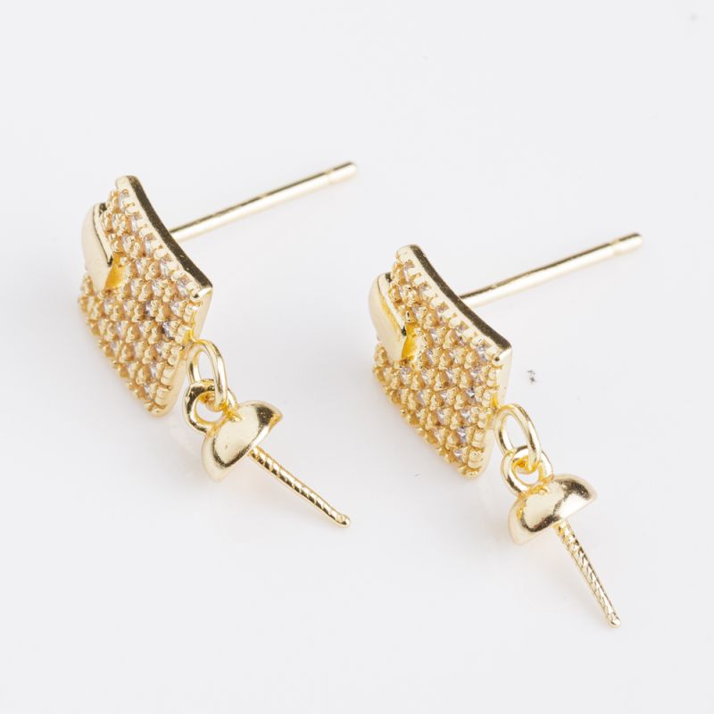 Black Friday - Reduceri [Tortite surub argint placat aur 14K patrat 7.7 mm zirconiu alb - 1 per] Promotie