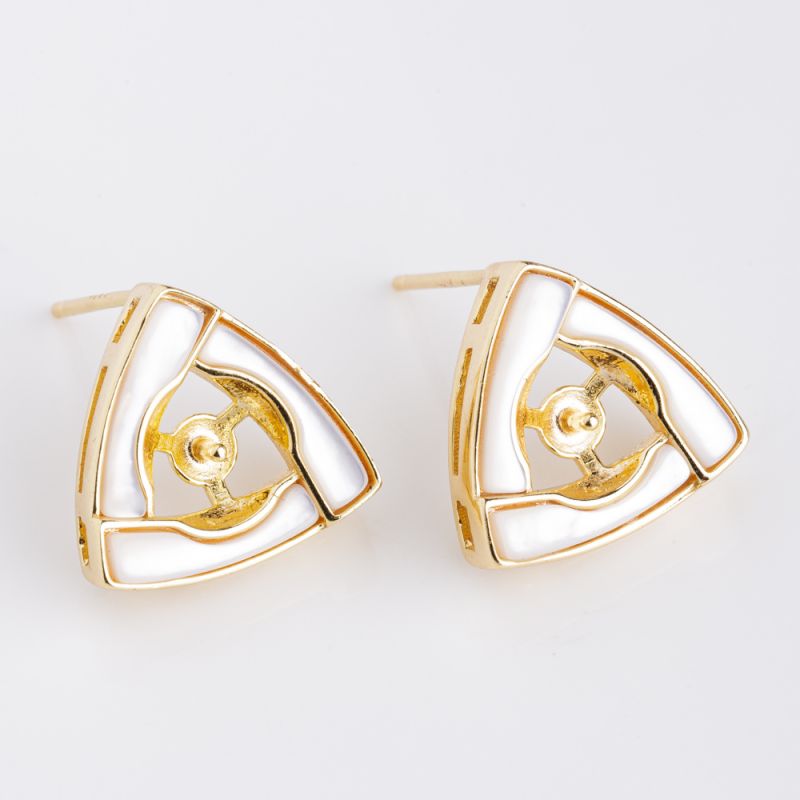 Black Friday - Reduceri [Tortite surub argint placat aur 14K sidef alb triunghi 13 mm - 1 per] Promotie