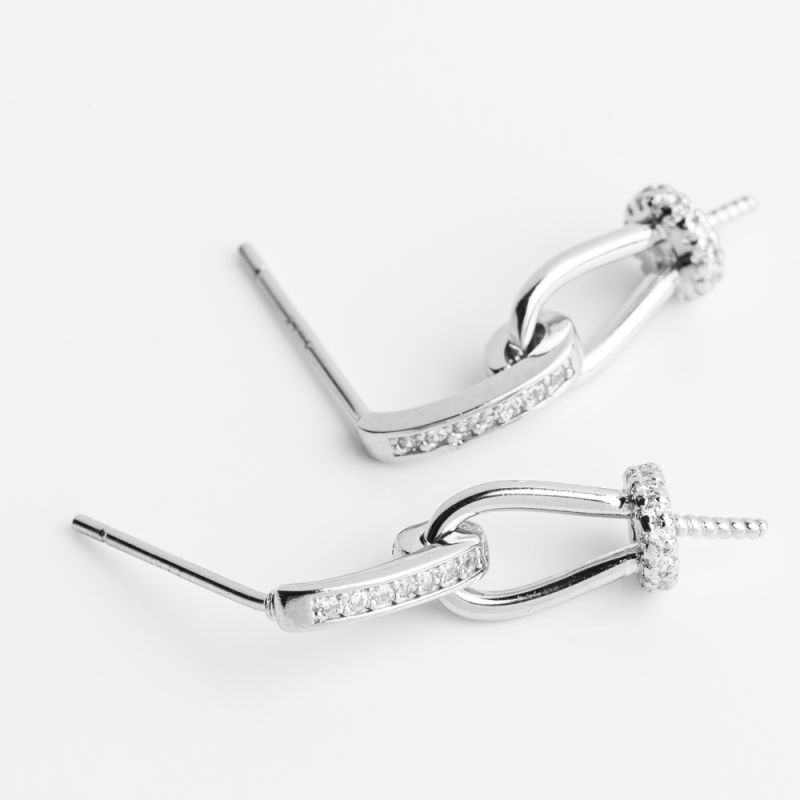 Black Friday - Reduceri [Tortite surub argint placat rodiu tija si bucla 5x18 mm zirconiu alb - 1 per] Promotie