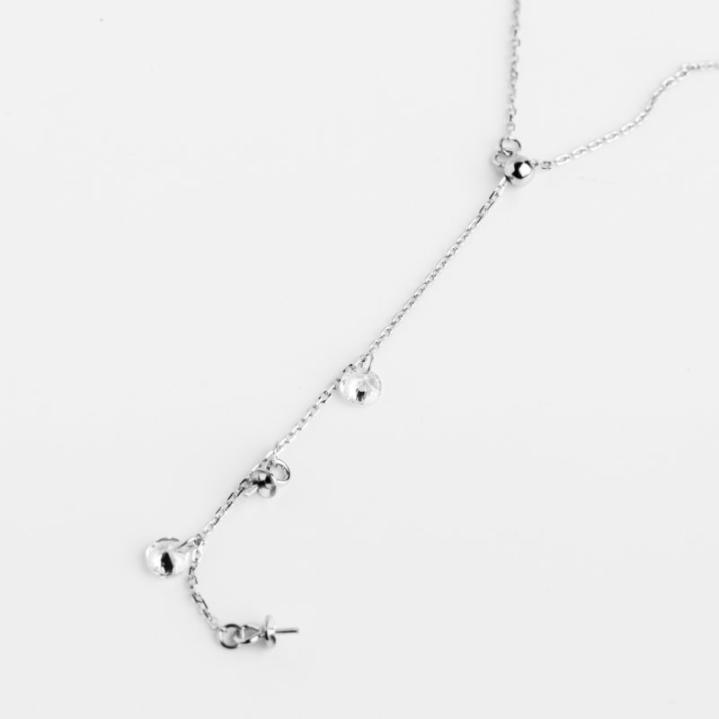 Black Friday - Reduceri [Baza colier argint placat rodiu culisant charm rotund briliant zirconiu alb - 1 buc] Promotie