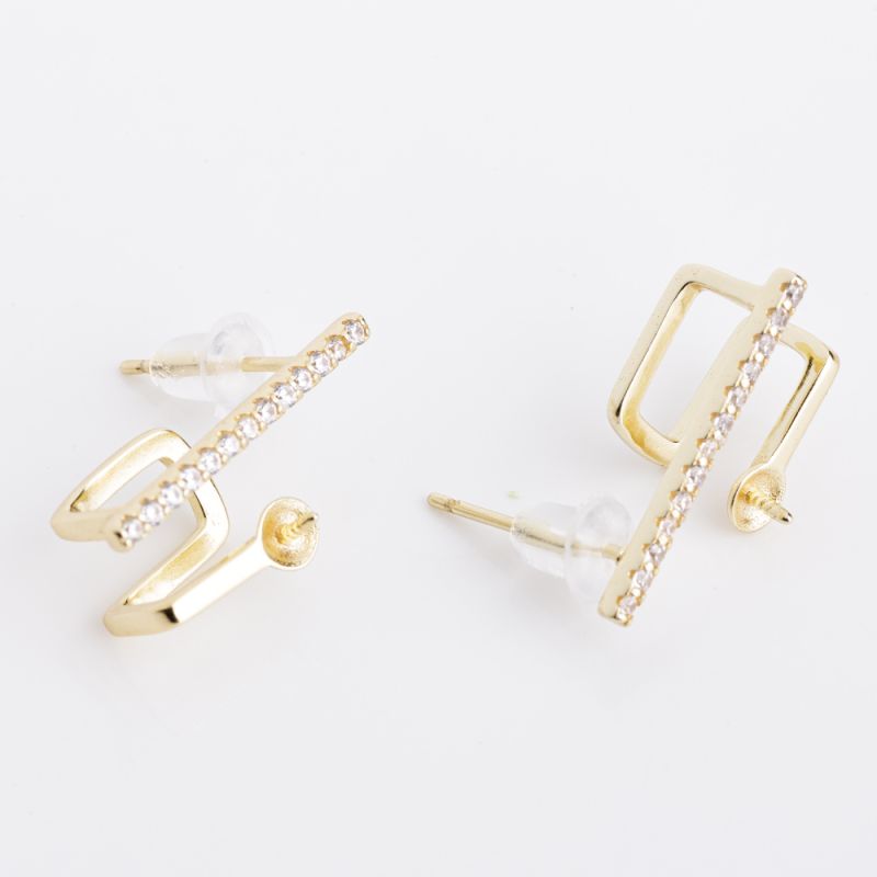 Black Friday - Reduceri [Tortite surub argint placat aur 14K 2 tije 7x19 mm zirconiu alb - 1 per] Promotie
