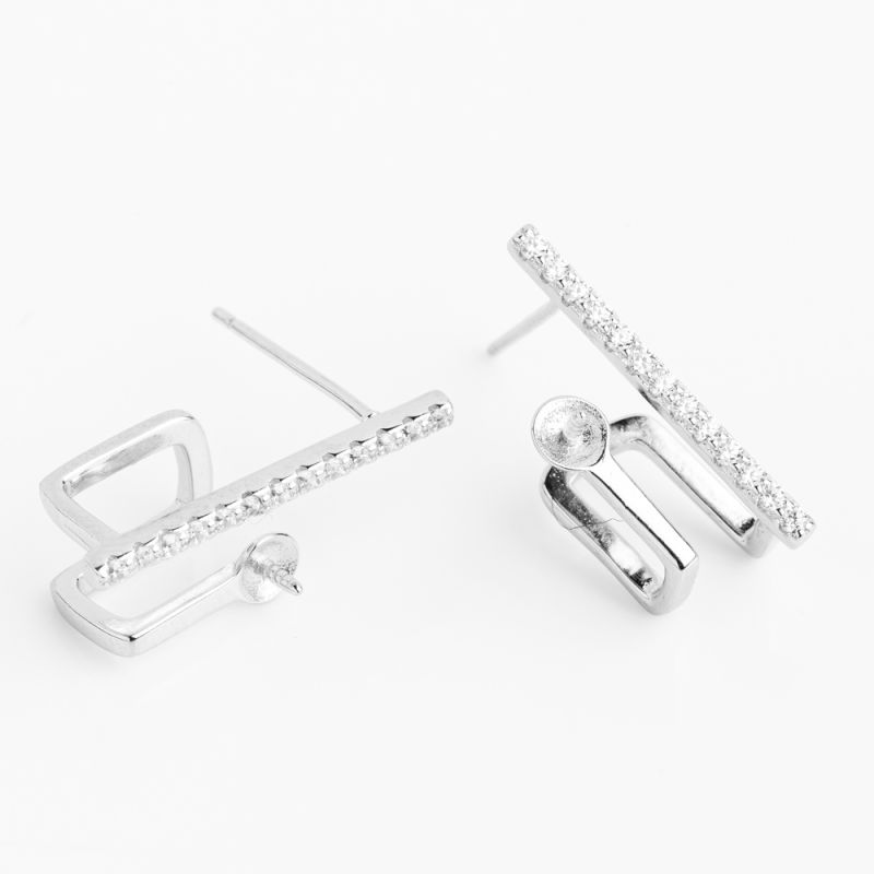 Black Friday - Reduceri [Tortite surub argint placat rodiu 2 tije 7x19 mm zirconiu alb - 1 per] Promotie