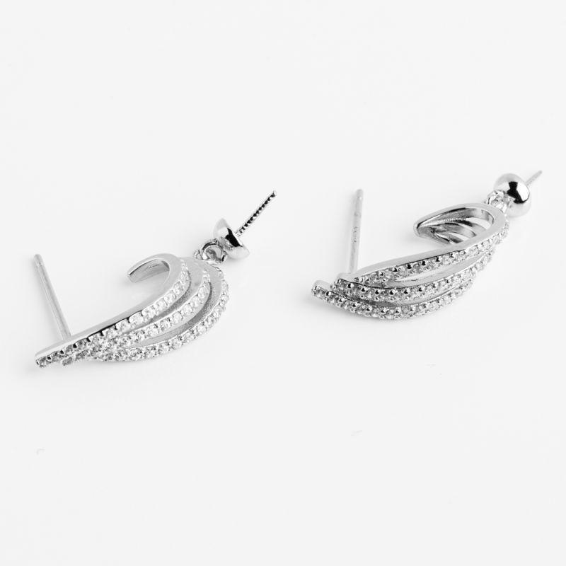 Black Friday - Reduceri [Tortite surub argint placat rodiu picatura 3 randuri 6x19 mm zirconiu alb - 1 per] Promotie
