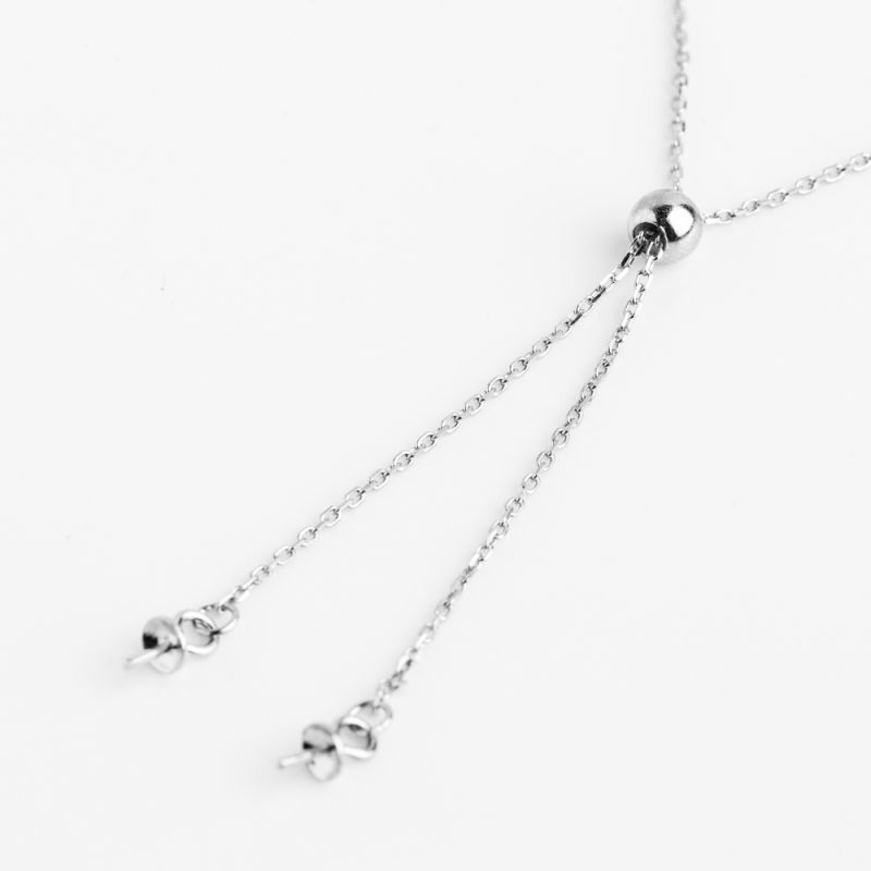 Black Friday - Reduceri [Baza lantisor argint placat rodiu culisant 2 charmuri - 1 buc] Promotie
