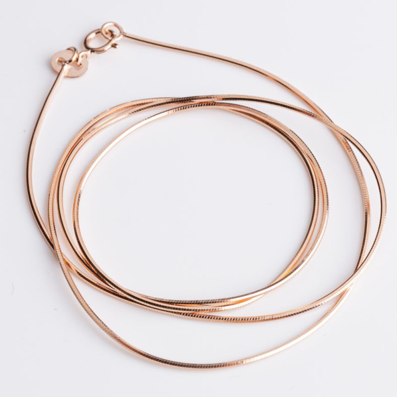 Black Friday - Reduceri [Lantisor argint placat aur roz 14K 1 mm sarpe lungime 50 cm - 1 buc] Promotie