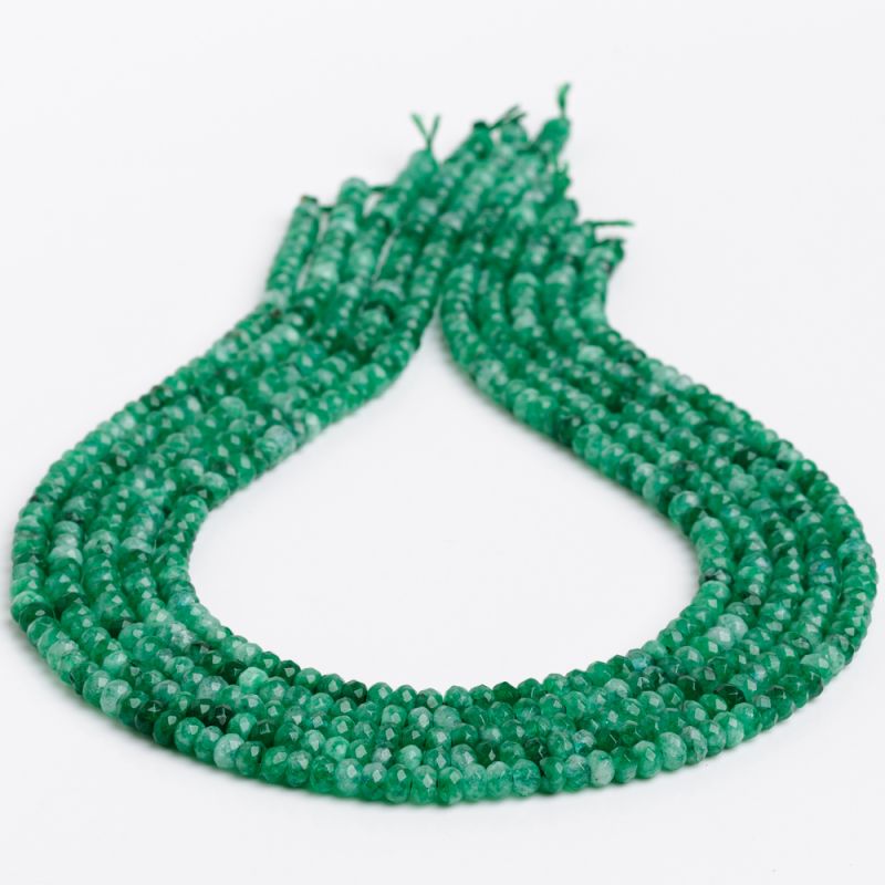 Pietre Semipretioase - Jad verde alb discuri fatetate 4.5 mm