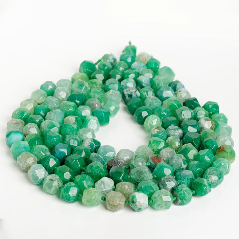Pietre Semipretioase - Agat crackle verde forme neregulate fatetate 13-14 mm