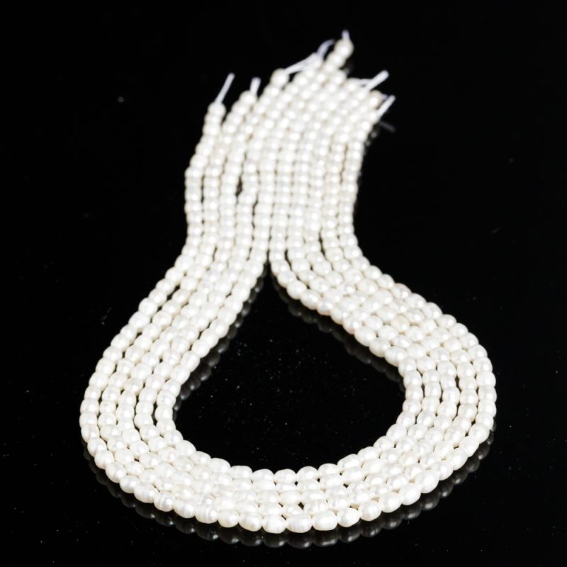 Pietre Semipretioase - Perle de cultura alb bob 3.5x4.5 mm V1