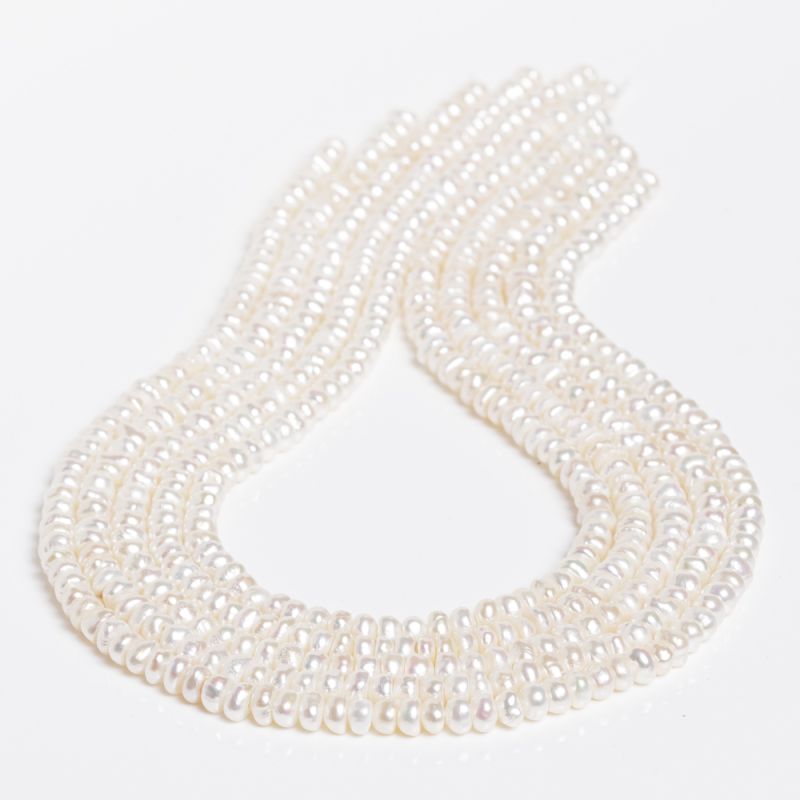 Pietre Semipretioase - Perle de cultura alb discuri 4-5 mm