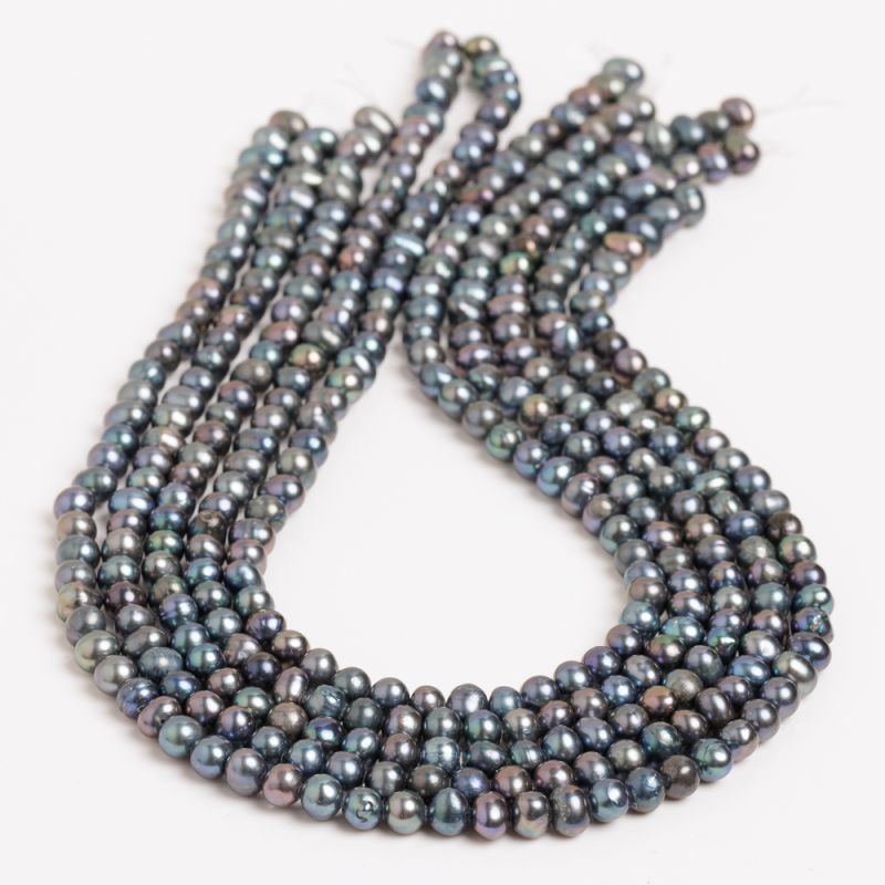 Pietre Semipretioase - Perle de cultura albastru petrol 5-6 mm