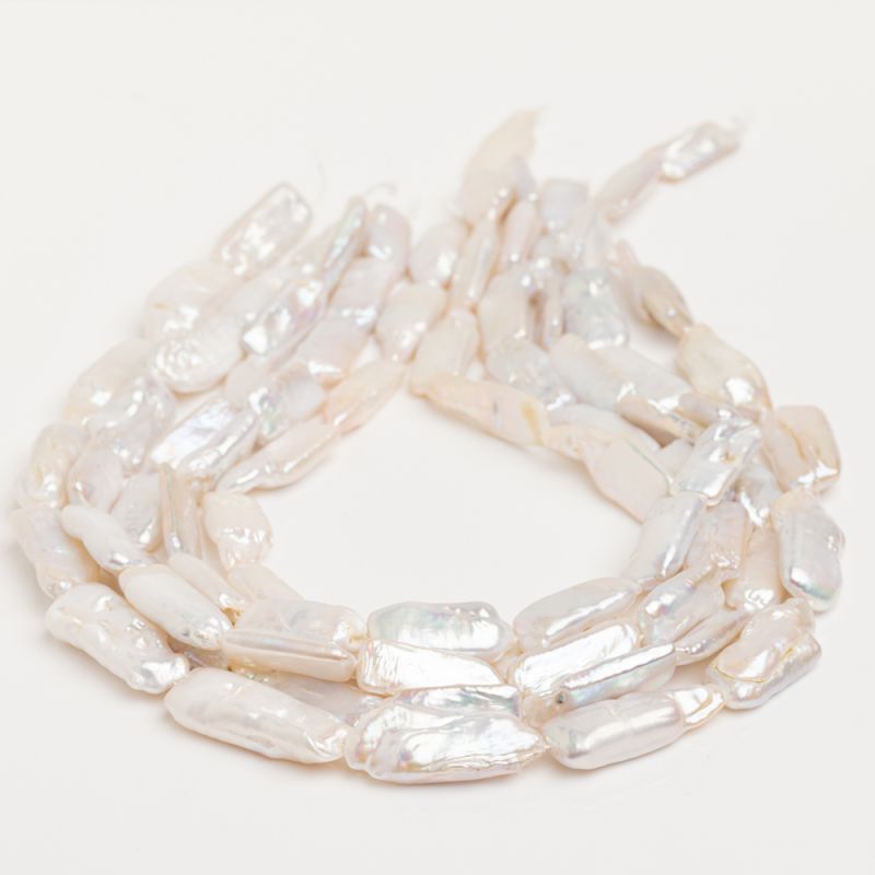 Pietre Semipretioase - Perle de cultura baroc alb dreptunghi 10x25 mm