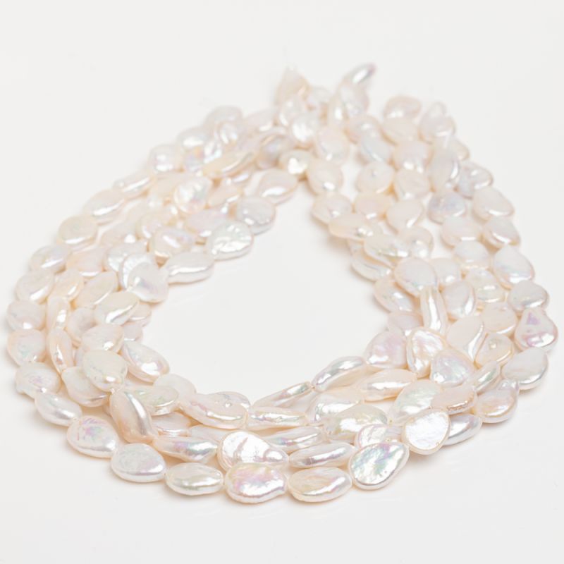 Pietre Semipretioase - Perle de cultura baroc alb picatura plata 10x16 mm