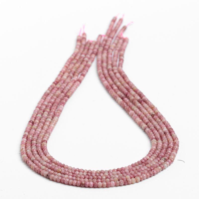 Pietre Semipretioase - Rodonit roz discuri fatetate 3 mm