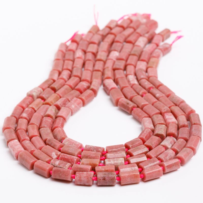 Pietre Semipretioase - Rodonit roz tuburi neregulate cu fatete 7 mm