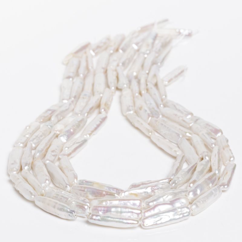 Pietre Semipretioase - Perle de cultura baroc alb tuburi 6-7 mm