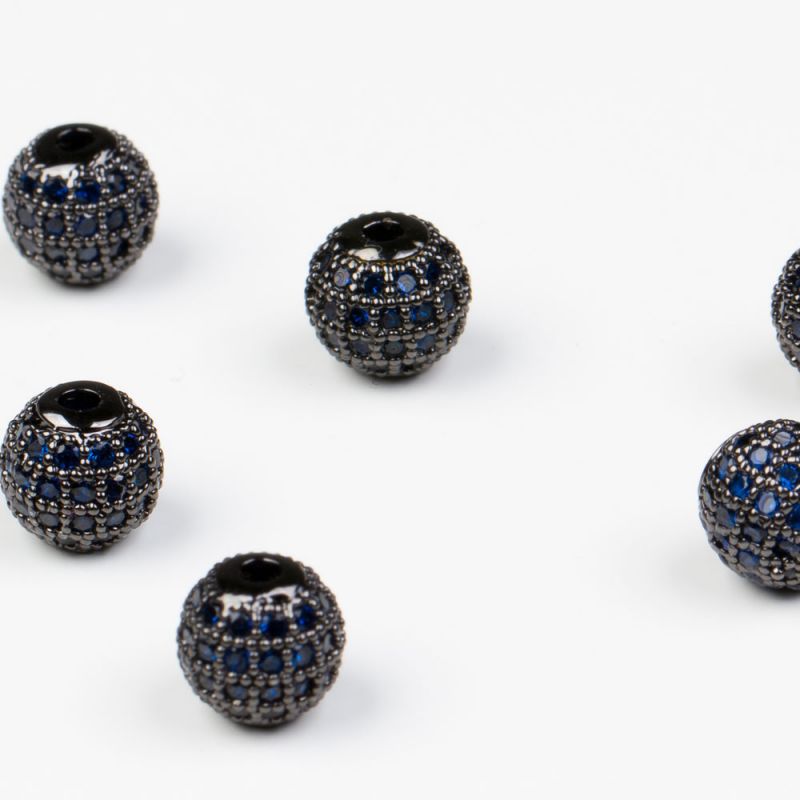 Black Friday - Reduceri Rhinestone albastru zirconia sfere 8 mm negru - 1 buc Promotie - magazinuldepietre.ro