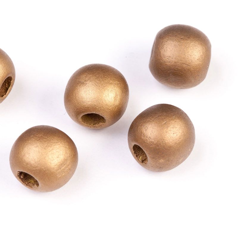 Lemn vopsit bronze sfere 12 mm orificiu 4 mm - 20 buc I Magazinuldepietre.ro - magazinuldepietre.ro