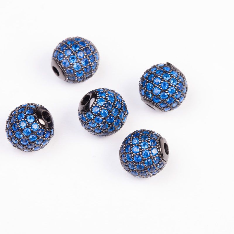 Black Friday - Reduceri Rhinestone albastru intens zirconia sfere 8 mm negru - 1 buc Promotie - magazinuldepietre.ro