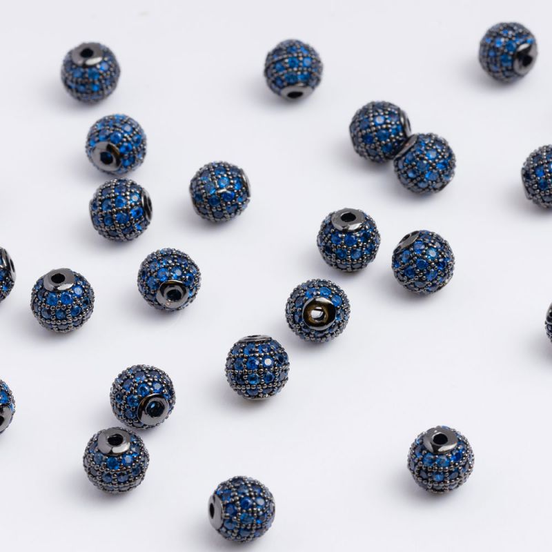 Black Friday - Reduceri Rhinestone albastru intens zirconia sfere 6 mm negru - 1 buc Promotie - magazinuldepietre.ro